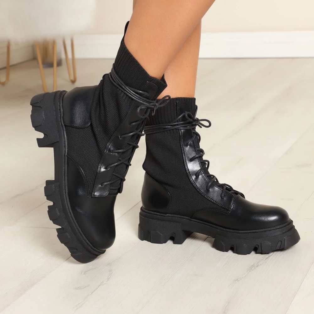 NWT | Black Fashion Nova Combat Boots